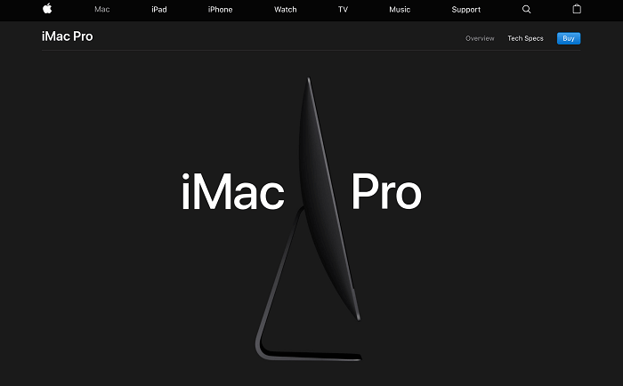 iMac Pro landing page